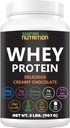 SHIFAA NUTRITION 2 Lbs Halal Whey Protein Powder Creamy Chocolate. 24g Protein, 5g BCAAs & 420mg Glutamine. for Building Lean Muscles & Recovery. Sugar-Free, Keto-Friendly, Gluten-Free, Non-GMO