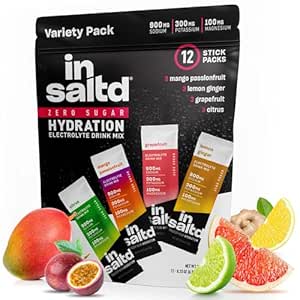 INSALTDTM Sugar Free Electrolytes Toz Paketleri No Stevia Aftertaste | High-Potency Hydration Packets | Ketolyte Drinks | Intermittent Fasting Mix | 12 Pack (Variety Pack)