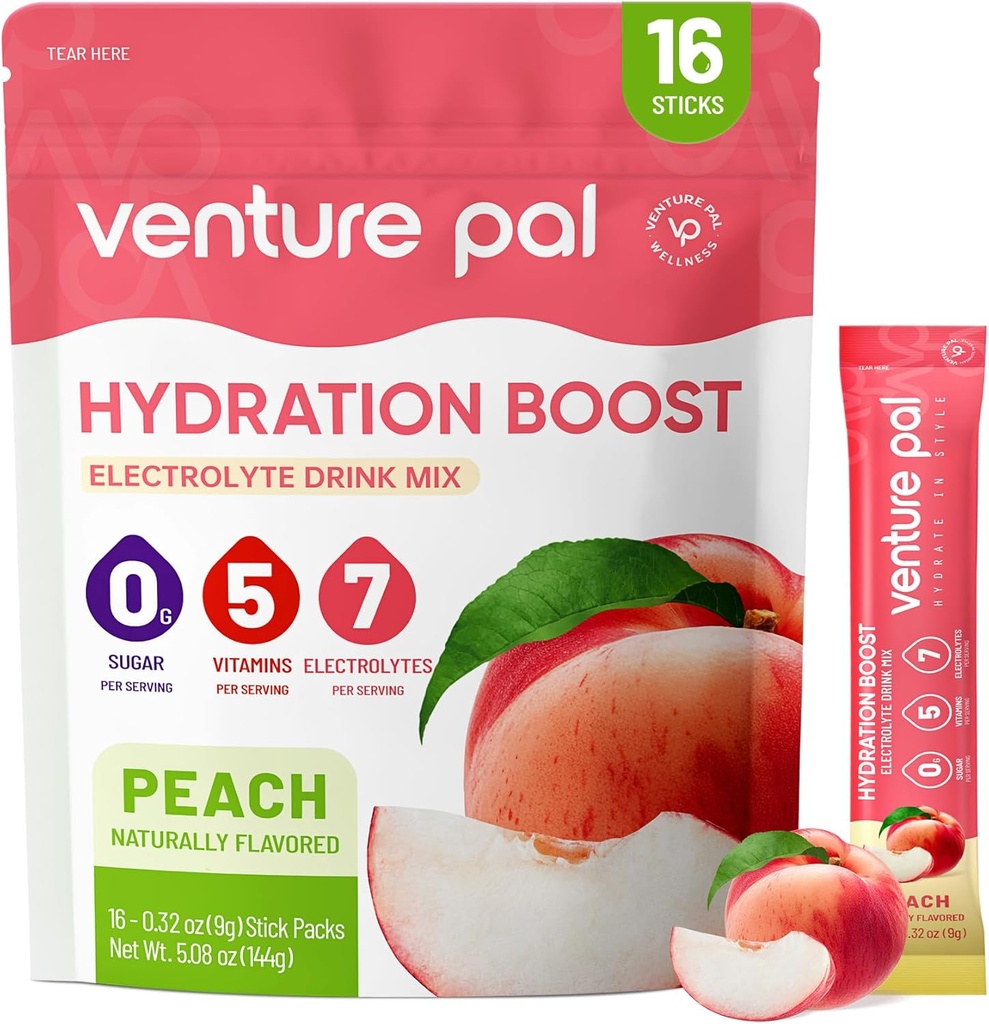 Venture Pal Sugar Free Electrolyte Toz Paketleri - Sıvı Günlük IV Hydration Packets | Elektrolytes 5 Vitamin ve 7 Electrolytes | Hua Friendly | Non-GMO | sertifikalı Vegan | 16 Sticks