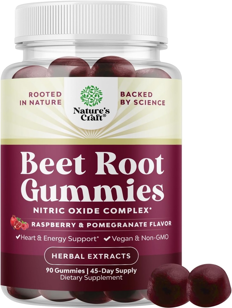 Flow Boosting Beet Root Gummies - Invigorating Beet Gummies for Yetişkinler Nitrik Çimento Enerji ve Kalp Sağlığı Desteği Grapeseed Pomegranate & Vitamin B12 - Vegan Non-GMO & Gluten Free (45 hizmet)