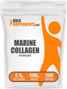 BulkSupplements.com Marine Collagen Toz - Marine Collagen, Supplement, for Hair, Skin, & Nails - Hydyrolyzed & Gluten Free, 2.5g per Service, 500g (1.1 lbs) (Paket)