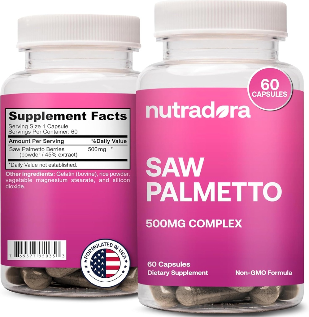 Kadınlar için Palmetto - Doğal maküla Bloker Saç Büyüme Pilleri Organik Saw Palmetto Ekstraksiyonu Destekleri Hormonal Denge & Urinary Health Pure Saw Palmetto for Women Saç Kaybı için 60 Pills