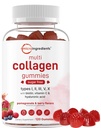 Mikro Malzemeler Multi Collagen,, 120 Collagen Gummies | Tip I,II,III,V,X Protein with Biotin, Hyaluronic Acid, & Vitamin C Kompleks | Pomegranate & Berry Flavored | Sugar Free, Non-GMO