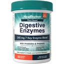 NewRhythm Digestive Enzymes 245 mg, with Probiotics and Prebiotics, Plant Based, 7 Key Enzymes, Digestion, Nutrient Absorption, Protease Amylase & Lipase, 60 Vegan Capsules