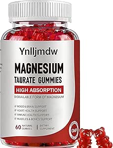 Magnezyum Taurate Gummies with Taurate, Magnezyum Glycinate & Citrate-for Heart Health, Muscles Function, Mood Support-Vegetarian, Non-GMOMOMO