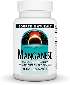 Source Naturals Manganese 10mg Amino Acid Chelate Supplement - 100 Tablets (Pack of 2)