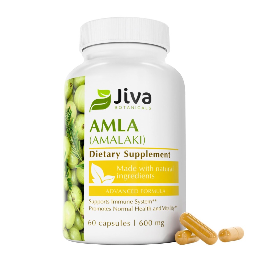 Jiva Botanikleri Amla Capsules (Amalaki) - 60 Vegan Capsules - Amla Toz - Hintli Gooseberry Supplement for Vitality