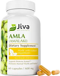 Jiva Botanikleri Amla Capsules (Amalaki) - 60 Vegan Capsules - Amla Toz - Hintli Gooseberry Supplement for Vitality