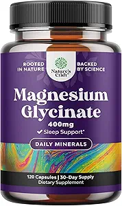 Pure Glycinate Supplement 400mg Per Servis - Vegan High Abxia Chelated Magnezyum Capsules for Women & Men with Elemental 400 mg for Mood Sleep and Relaxation Support - 120 Count Count Count