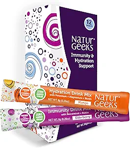 NutraGeeks Vegan Elektrolytes Toz Paketleri – Sugar-Free Electrolytes for Instant Hydration – Hydration Toz with Elderberry & Mango Flavors – No Sugar, 12 Servisler