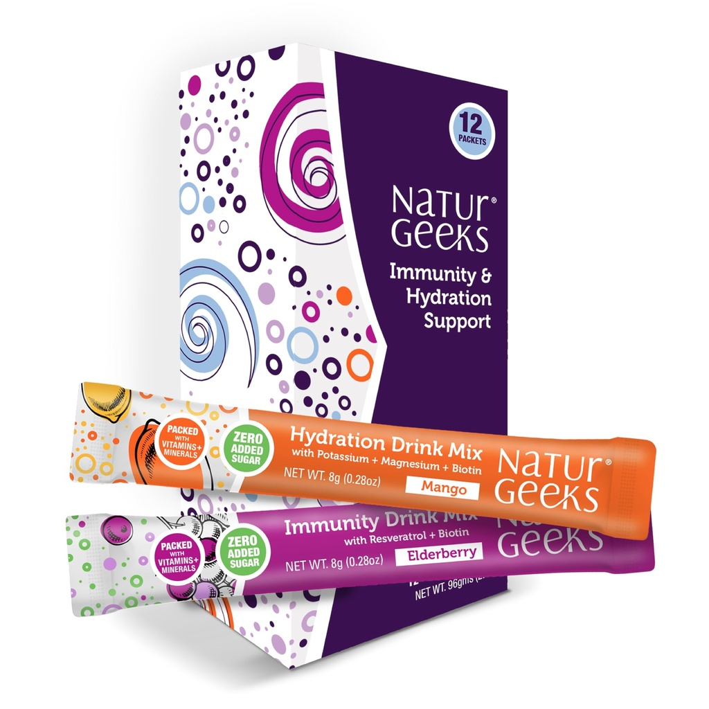 NutraGeeks Vegan Elektrolytes Toz Paketleri – Sugar-Free Electrolytes for Instant Hydration – Hydration Toz with Elderberry & Mango Flavors – No Sugar, 12 Servisler