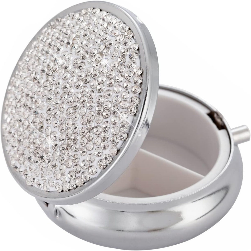 Tıp Organizer Box Pocket Eczane Bling Travel Pill Case Box for Purse Mini Pillrecr Small Pill Konteyner For Vitamin (Silver)