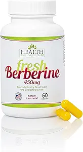 Taze Berberine 450 mg Supplement Olmak Için Sağlık | Contains Only Berberine | No Preservatives | 60 Capsules
