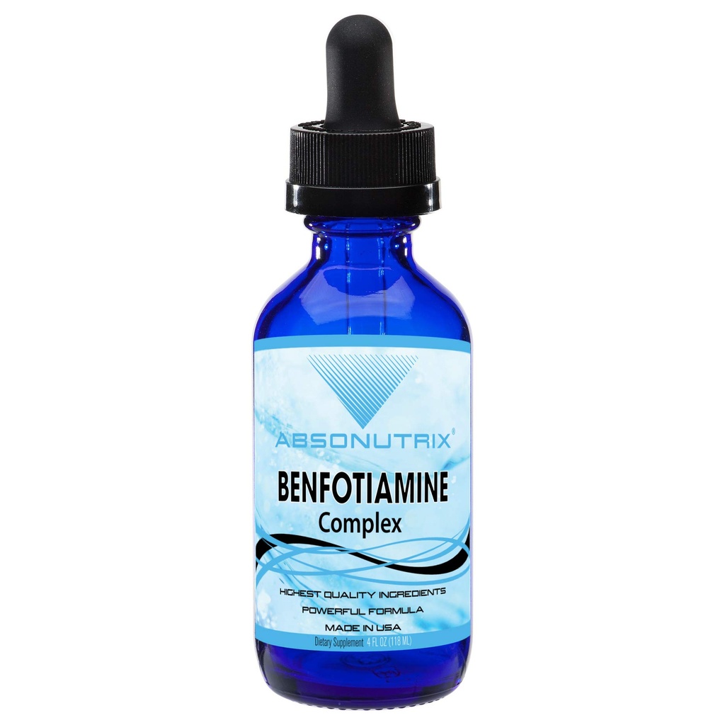 Absonutrix Benfotiamine Complex 300 mg, 4 Fl Oz μπουκάλι, 200 σέρβις, υψηλή βιοδιαθεσιμότητα, ισχυρά συστατικά, γρήγορη απορρόφηση, χωρίς σκληρότητα, μη GMO, τρίτο μέρος δοκιμαστεί, GMP-πιστοποιημένο, Κατασκευάζεται στις ΗΠΑ