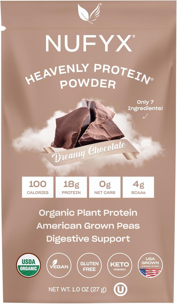 NUFYX® • Göksel Protein® Toz • Dünyanın En Güzel Yüzde 100 Organik Amerikan Büyülü Konut • Vegan • Gluten Free • Low Carb (Dreamy, Chocolate)