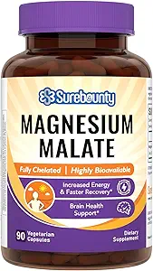 Magnezyum Malate Capsules 410 mg, Supplement, Chelated, High Abxia, Energy Production & Contraction Support, Mineral for Children, Youngrs ve Yetişkinler, 90 Vegan Capsules