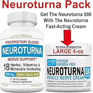 Nerve Relief Cream 4 oz Plus Neuroturna Nerve Υποστήριξη 600 mg ALA Συμπλήρωμα