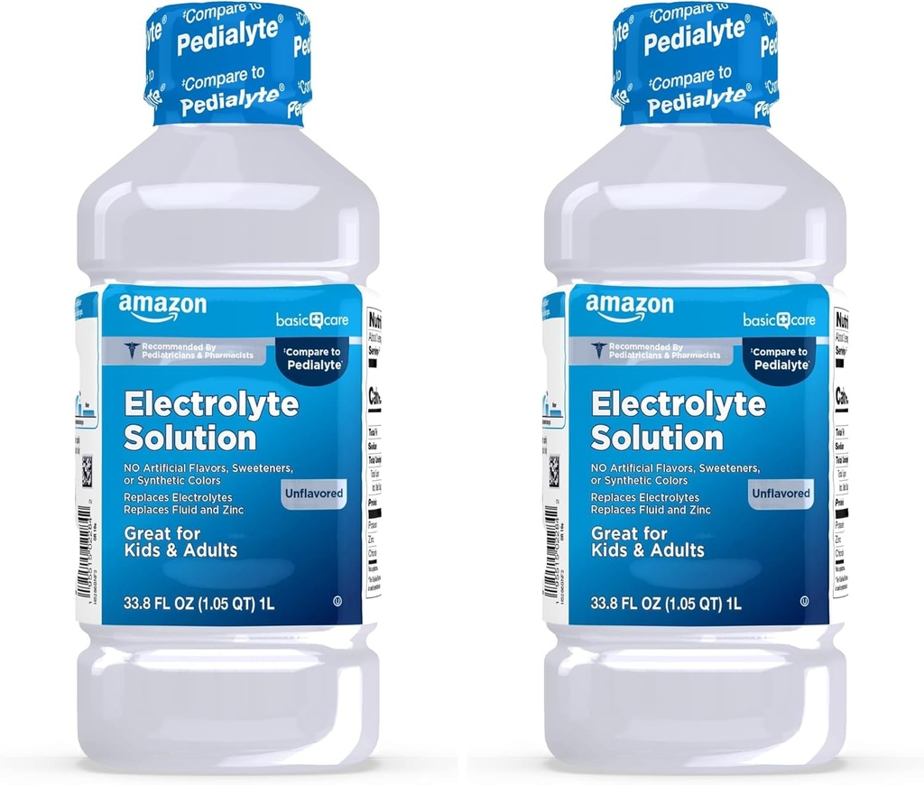 Βασική Φροντίδα στοματικό ηλεκτρολυτικό διάλυμα, Άγευστη, 33.8 Fl Oz (πακέτο του 2)