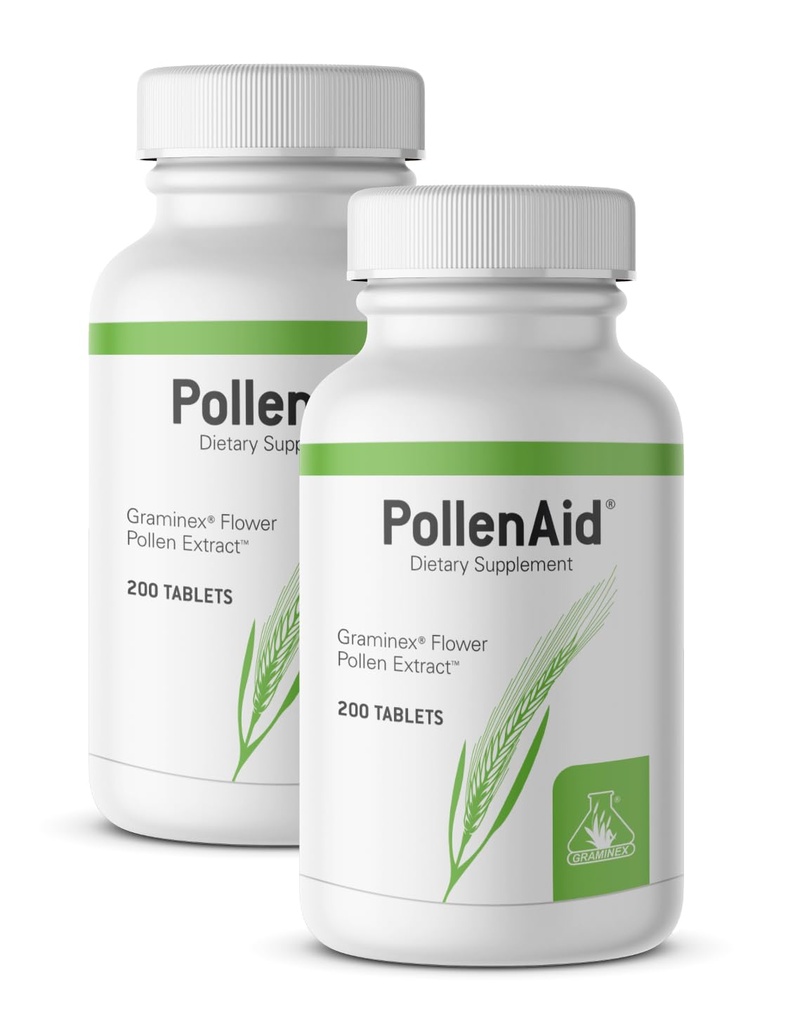 Graminex PollenAid Prostate Supplement: All Natural Prostate Support for Bladder Control & Urinary Tract Health, Rye Pollen Extract Made in USA, 200 Tablet (Pack of 2)