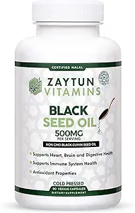 Halal Black Seed Oil, Supports Heart, Brain ve Immune Health, Natural Anti-Oxidant, Non-GMO, Cold-Pressed, 90 Veggie Capsules, Made in USA - Halal Vitaminleri