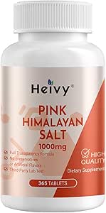Heivy Pink Δισκία Αλάτι Ιμαλαΐων 1000mg - Χλωριούχο νάτριο 988mg, Μη ΓΤΟ, Ηλεκτρολυτική Ισορροπία Ορυκτού- Πλούσιας Ύδρωσης, 365 Δισκία Αλάτων-Electrolyte Συμπλήρωμα