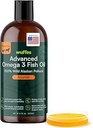Wuffes Advanced Omega 3 Fish Oil for Dogs, Natural EPA & DHA Λιπαρά Οξέα, Υποστηρίζει το υγιές δέρμα και το παλτό, κοινή διατροφή, πέψη & ανοσοποιητικό σύστημα - 100% Αμιγές Άγριο Ψαρέλαιο Αλάσκας - 8 Oz