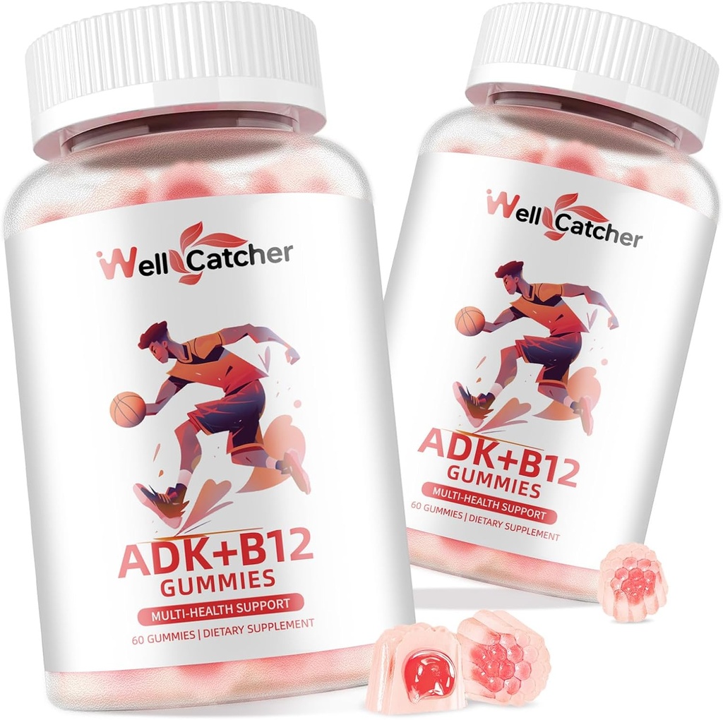 Βιταμίνη ADK+B12 Gummies Συμπληρώματα: Βιταμίνη D3 K2 (MK-7) με B12 για τις γυναίκες Μασώμενα Vegan Multivitamin Υποστήριξη του εγκεφάλου των οστών Ανοσοποιητικό δέρμα Καρδιά ματιών Ζάχαρη χωρίς βατόμουρο Γεύση 2 συσκευασίες