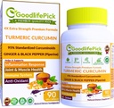 Premium Turmeric Capsules with Ginger and Black Pepper. Turmeric Curcumin% 95 Curcuminoids & Ginger Root All Natural NonGMO NO Rice Toz NO Stearate NO Silica NO Gluten 90ct