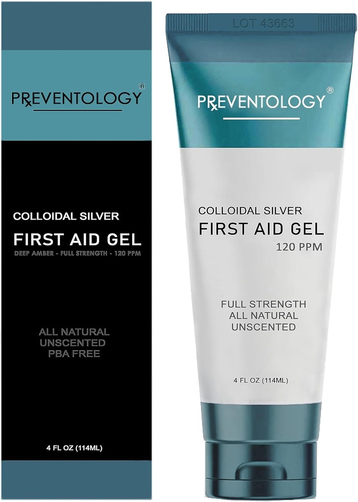 PREVENTOLOGY Colloidal Silver Gel - Maksimum Efficacy için Full Strength Deep Amber 120 PPM - En İyi Şekilde Kullanın - pH Dengeli - Yüzde 100 Doğal - (4 oz)