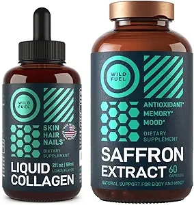 WILD FUEL Saffron Extract and Liquid Collagen with Biotin Sche