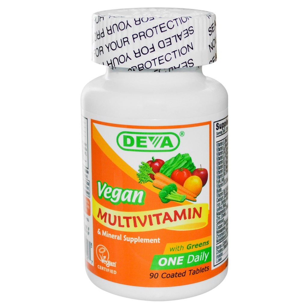Deva Vegan Multivitamin ve Mineral Supplement - Bir kez Gün Formula Yeşillerle - Vitaminler A, C, D, E, B Kompleksi, Günlük Sağlık ve Sağlık için Yüksek Lisans Formülasyonu - 90 Kaplamalı Tabletler, 1-Pack