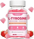 L Tyrosine Gummies, L-Tyrosine Supplement Gummies, L-Theanine Gummies with Vitamin B6 D3, Focus Gummies Support Brain, Memory, Energy, Mood for Adult & Kids, Strawberry Flavor, 60