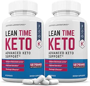 (2 Pack) Lean Time Keto Χάπια 1275MG Νέα & βελτιωμένη Formula Περιέχει μηλίτη μηλίτη ξύδι επιπλέον παρθένο ελαιόλαδο σκόνη πράσινο φύλλο τσαγιού 120 κάψουλες