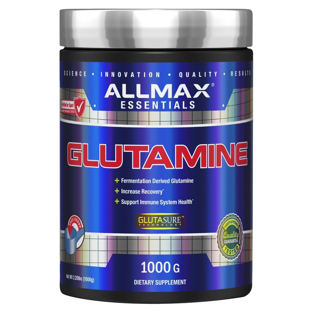 ALLMAX Διατροφή L - σκόνη γλουταμίνης, φόρμουλα αποκατάστασης μυών, χωρίς γλουτένη, Vegan, 1000 γραμμάρια
