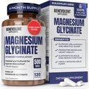 Magnezyum Glycinate 500 mg - Chelated & Buffered High Abxia Supplement Magnezyum to Support Stress Relief, Digestion, Bone, Sleep, Nerves & Muscle Health - Made in USA - 120 Vegan Capsules