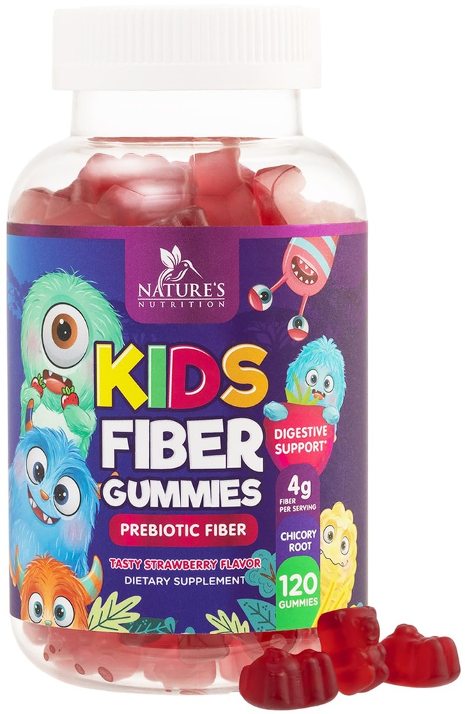 Ίνες Gummies για παιδιά, καθημερινά 4g Gummy Fiber συμπλήρωμα, Prebiotic Digestive Health Support - Nature's Plant Based Soluble Fiber, Supports Regularity & Digestion for Kids Non-GMO - 120 Gummies