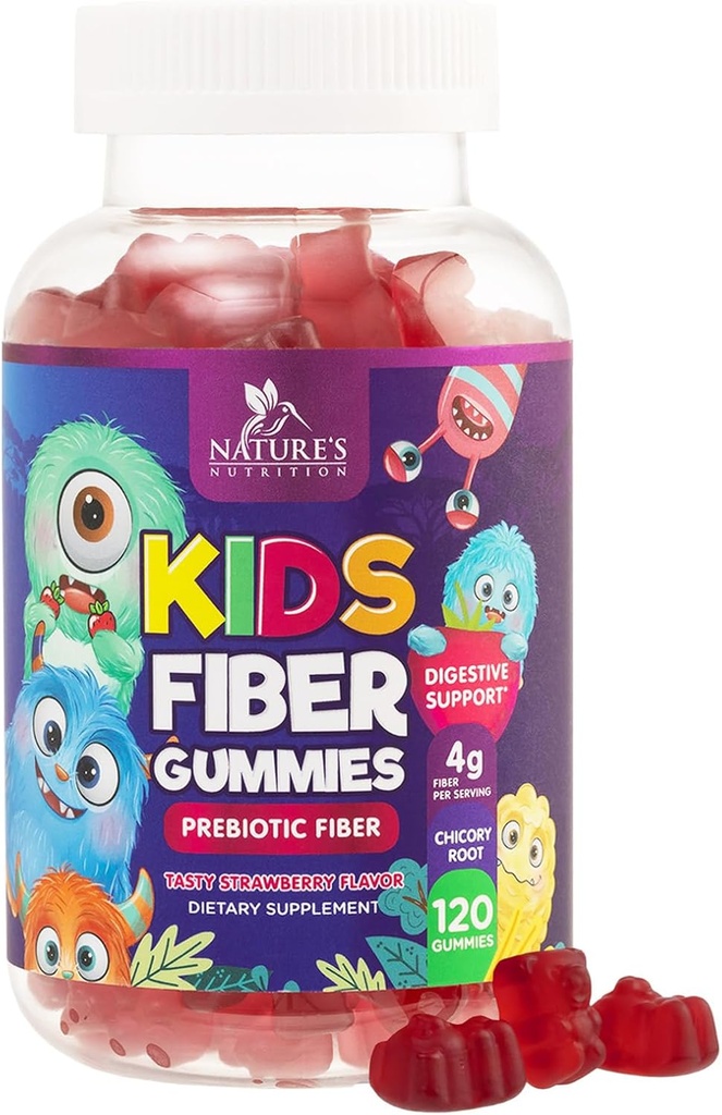 Ίνες Gummies για παιδιά, καθημερινά 4g Gummy Fiber συμπλήρωμα, Prebiotic Digestive Health Support - Nature's Plant Based Soluble Fiber, Supports Regularity & Digestion for Kids Non-GMO - 120 Gummies