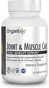 Organixx Joint & Muscle Care Organic Turmeric Supplement, 3-in-1 Frankincense, Turmeric ve Myrrh Ortak Sağlık & Ortak Destek Tamam Body Care Capsules, Supports Swelling, Ger, 60 Capsules