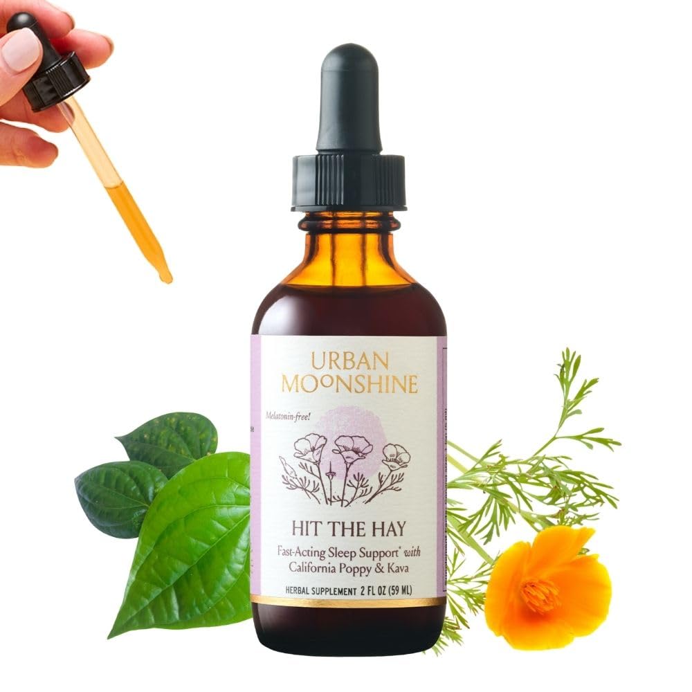 Urban Moonshine Hit The Hay - Fast Acting Sleep Support* with California Poppy & Kava - Supports Relaxation* - Kısa Süreli Kullanıma Giriş - Gluten Free Herbal Supplement - 2 Fl Oz