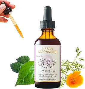 Urban Moonshine Hit The Hay - Fast Acting Sleep Support* with California Poppy & Kava - Supports Relaxation* - Intended for Short-Term Use - Gluten Free Herbal Supplement - 2 Fl Oz