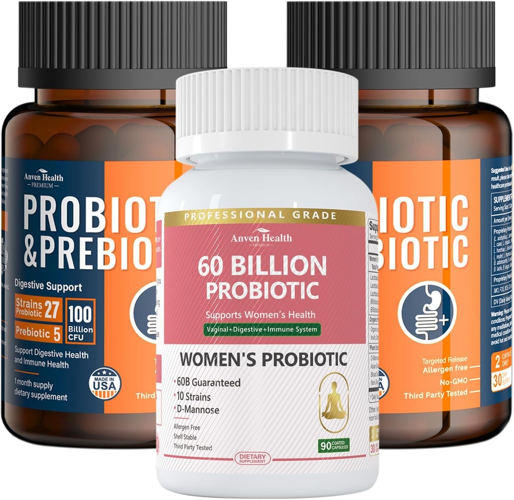 Tüm Aile için Gut & Digestive Health Sche: 100 Milyar Probiyotiks + Women Probiyotiks