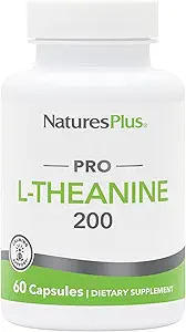 Natures Plus PRO L-Theanine - 60 Capsules - Destekler Calm Alertness, Sağlıklı Rahatlama & Improv Rest - Non-GMO, Vegan & Gluten Ücretsiz - 60 Hizmetler