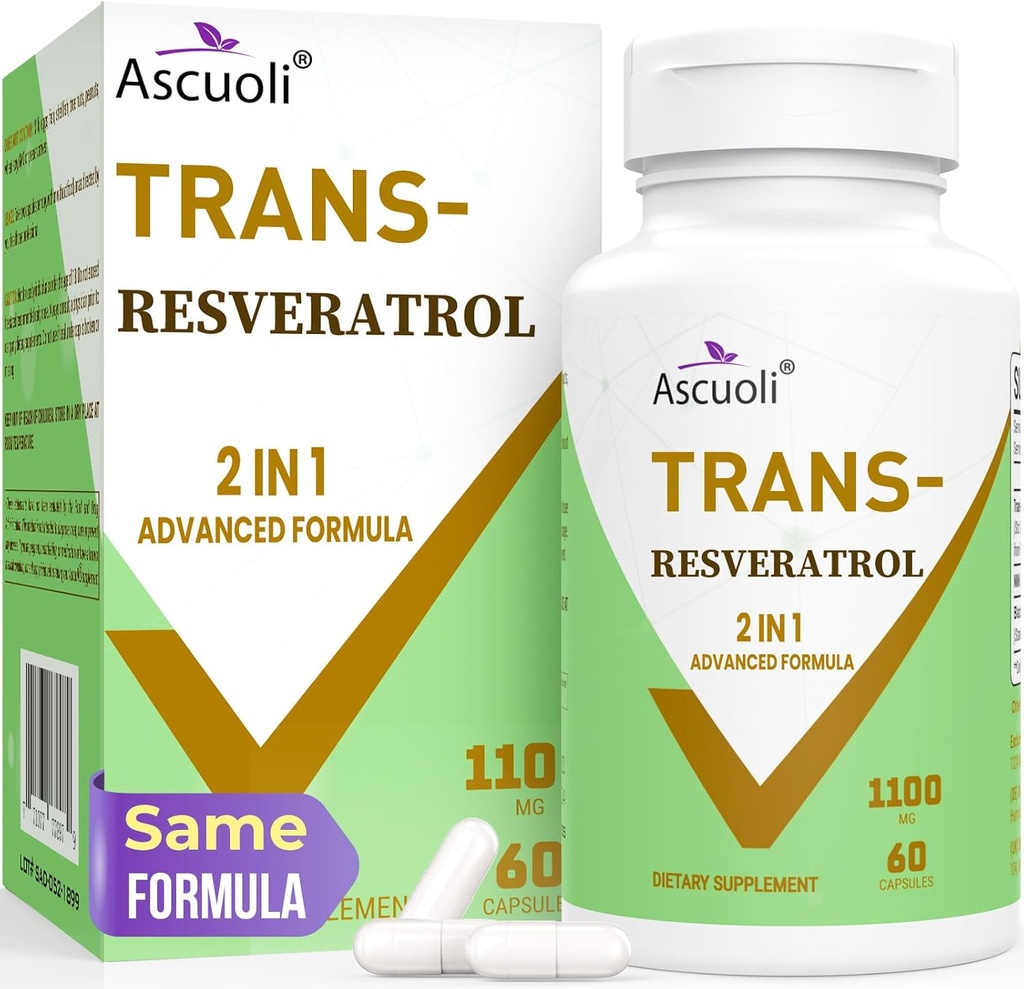 %99 Ultra 1080 Trans-Resveratrol 1100 mg, 3in-1 Gelişmiş Formula Organik Resveratrol Tamam, Max Antioksi, Anti-Aging, Skin Health, Hücre Onarımı, NAD+, Immune & Energy, 60 Caps