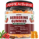 βερβερίνη Gummies 1500mg χωρίς ζάχαρη, Βιολογικό συμπλήρωμα βερβερίνης w/Ceylon Κανέλα, χρώμιο, κουρκουμάς, γαϊδουράγκαθο γάλακτος για τον μεταβολισμό ισορροπημένη, βερβερίνη HCl από ινδικό εκχύλισμα βατόμουρου, Vegan 60 κοχ