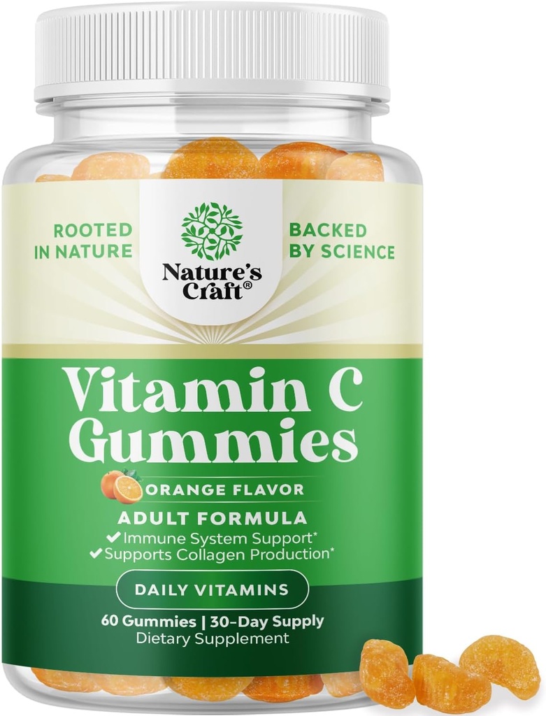 Yetişkinler için Uygun Vitamin C Gummies - Halal Vitamin C Immune Support Gummies - Ascorbik Asit Natural Gummy Immune ATM for Yetişkinler and Natural Cold Remedy Gummys