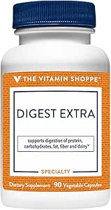 Το Vitamin Shoppe Digest Extra - Digestive Ένζυμα για Λίπη, Υδατάνθρακες και Πρωτεΐνη Συμπεριλαμβανομένου ενός Digestive Aid για Γλουτένη και Γαλακτοκομικά - Υποστηρίζει θρεπτική απορρόφηση (30 κάψουλες λαχανικών)