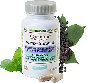 Kuantum Sağlık Uyku Immune Support Supplement Melatonin 2 mg L Theanine & Valerian Root Plus Elderberry Vitamin C & D Immunity Boost - 30 Capsules