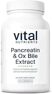 Vital Nutrients Pancreatin & Ox İnek 500 mg | Kadınlar ve Erkekler için Doğal Digestive Enzymes | Protein, Fat ve Carbohidratlar *| Gluten, Süt & Soy Free | 120 Capsules