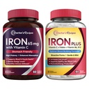 Doctor's Recipes Iron 65 mg & Iron Plus Bundle, Healthy Iron Levels & Blood Support, Iron Tablets 60 ct & Iron Capsules 60 ct