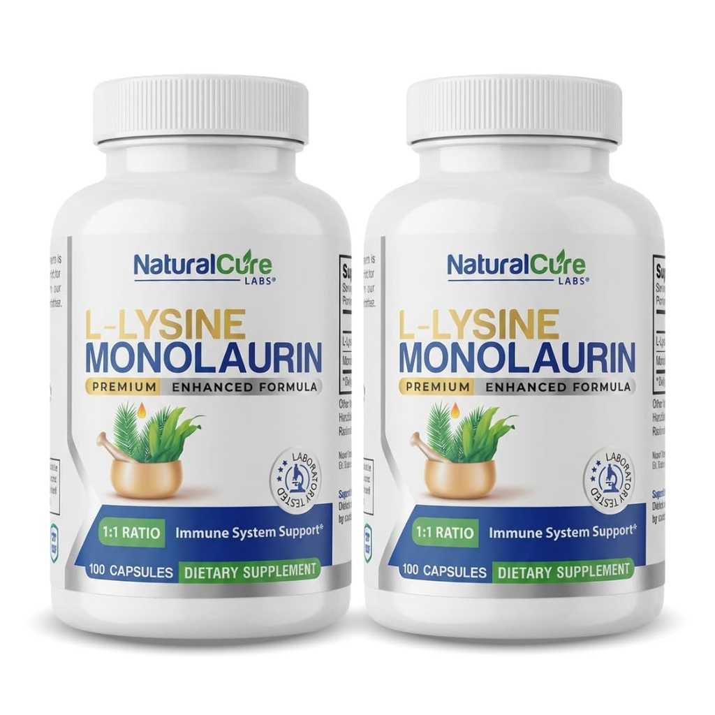 Εργαστήριο Φυσικής Θεραπείας L-Lysine + Monolaurin 600mg 1:1 Ratio, 2 Συσκευασία, 200 Καψάκια
